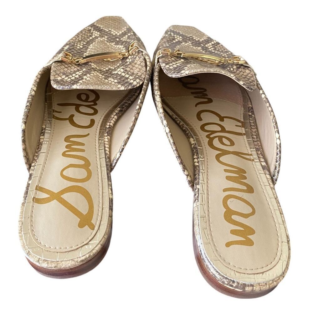 Sam Edelman Snake Print Loafers with Gold Chain - Picture 3 of 7